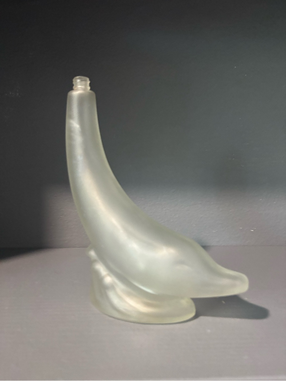 Frosted Glass Dolphin Bud Vase - Translucent White